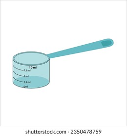 A vector drawing of a 10 ml measuring cup. liquid measurement capability in a concise design. on white background