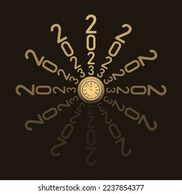 Vector drawing 2023 on a brown background. Design for calendar, poster, banner.