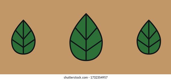 Vector drawing of 3 green leaves
