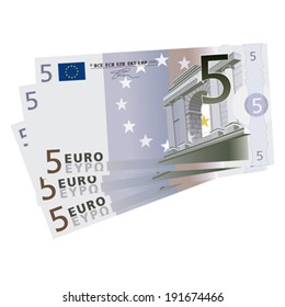 Vector drawing of a 3x5 Euro bills 