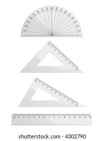 A Vector Drawing of 4 different Mathematical Instruments.
