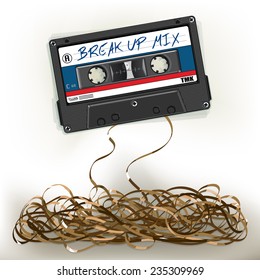 Vector Drawing Of A/Breakup Mix Tape/ Easy To Edit Layers And Groups, Background Layer Contains Meshes And Transparencies. Easy To Add Your Own Text Make Your Own Mixtape. Very Detailed Cassette. 