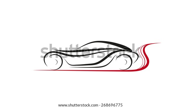 Vector drawing of abstract car logo design\
concept. Emblem fashion car. Symbols, logo and icon. Creative\
stylish trendy concept.