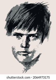 Dibujo vectorial de un retrato abstracto de un joven casual
