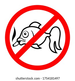 Vector drawing of an absurd fish with a cigarette called No Smoking