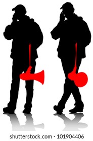 Vector drawing of an adult man with a megaphone