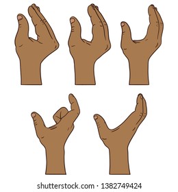 Vector drawing of an African American hand. spread fingers to hold objects.