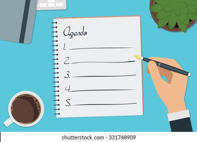 Vector Drawing Agenda List Concept