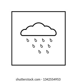 Vector drawing ainy cloud contour, color black flat style