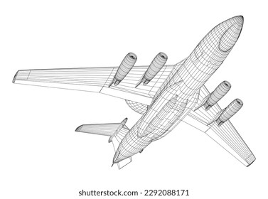 Dibujo de vectores de aeronaves de alerta temprana y control aerotransportadas. Imagen para ilustraciones e infografías. Vector creado de 3d.
