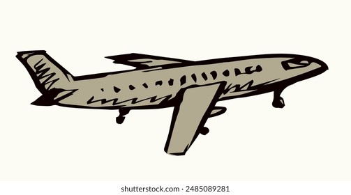 Vector drawing. Airport and aircraft