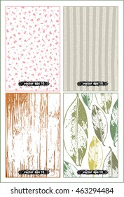 vector drawing of alphabets, lines, wooden, leaves. Idea of texture design, fabric, wallpaper. Concept of natural, vintage, garden, floral, art template