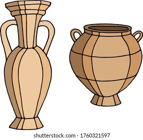 Vector drawing amphora. Greek vessels. Sketch, illustration. decorative