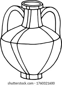ánfora de dibujo vectorial. Buques griegos. Esbozo, ilustración. decorativo