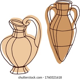Vector drawing amphora. Greek vessels. Sketch, illustration. decorative