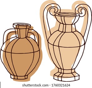 Vector drawing amphora. Greek vessels. Sketch, illustration. decorative