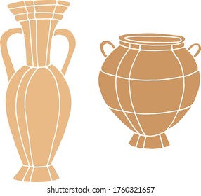 Vektorgrafik Amphora. Griechische Schiffe. Skizze, Illustration. dekorativ