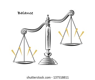 Vector drawing of ancient ornamental scales on a white background.