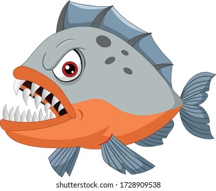 Vector drawing of an angry Piranha fish.