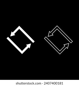 Vector drawing of angular arrows. Contour and silhouette color white flat style