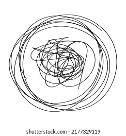 Vector drawing of anxious thoughts. The flow of thoughts, emotions, consciousness. The concept of coaching, psychoanalysis, therapy. Line drawn in doodle style