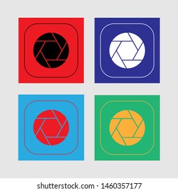 Vector drawing aperture silhouette four pieces colored flat style 