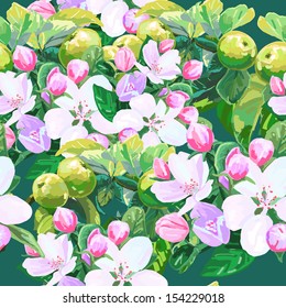 vector drawing of apple blossoms