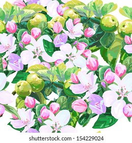 vector drawing of apple blossoms