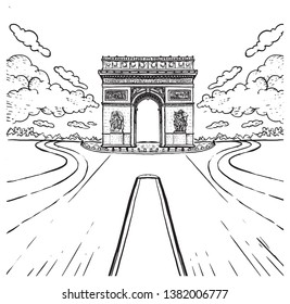 Vector drawing Arc De Triomphe , Paris France