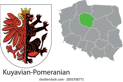 Vector drawing of the area emblem and location on the country map. Map of Poland with the contour of the region. Perfect quality, perfect for printing in newspapers, flyers, roll-ups, banners and more