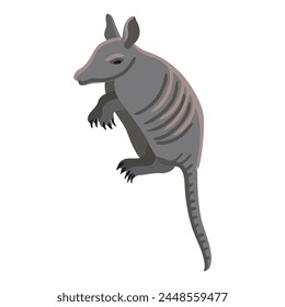 vector drawing armadillo, cartoon animal isolated at white background, hand drawn illustration
