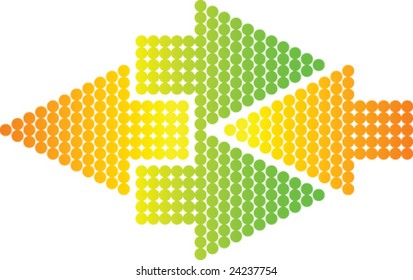 Vector drawing of arrows made of dots with gradients