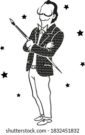 vector drawing artist with brush