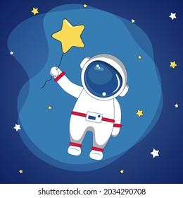 Vector drawing of an astronaut with stars