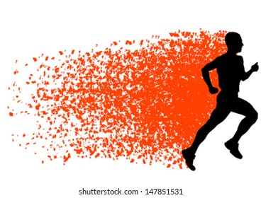 Vector drawing athletes on running race. Property release is attached to the file