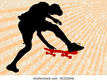 Atletas de dibujo vectoriales de patineta