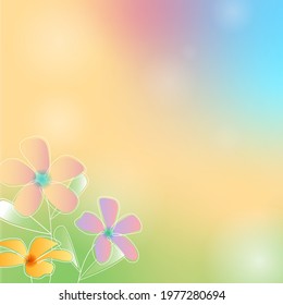 Vector drawing background Gradient pastel line flower pattern
