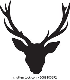 Vector drawing of balck and white deer silhouette