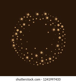 Vector drawing a ball consisting of stars with emptiness inside. Black background.