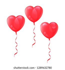 Vector drawing balloons heart shaped on white background