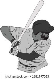 Vector drawing of a baseball player bouncer on a white background