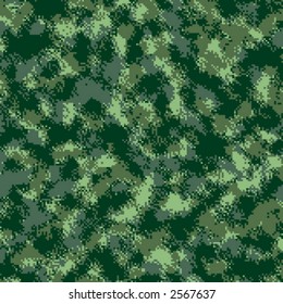 A vector drawing based on the newly designed Cadpat/Marpat pixel-pattern forest camouflage.