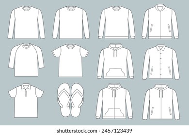vector drawing of basic men apparel pattern 