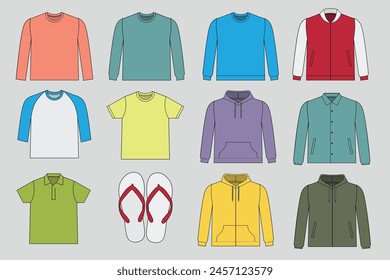 vector drawing of basic men apparel pattern 