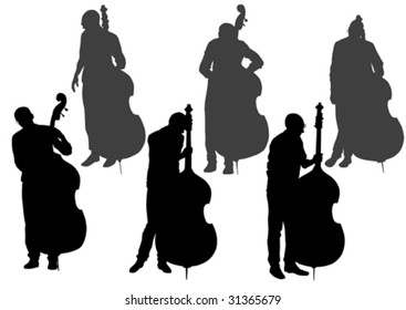 Vector drawing bass. Silhouette on white background