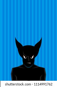 Vector drawing of a Bat eared superhero portrait, Role model - Super hero, brave and protection concept color illustration 