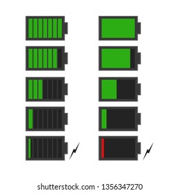 Vector drawing battery. Battery charge degree, color green flat style