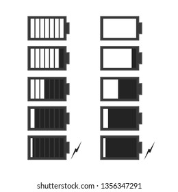 Vector drawing battery charge degree, color white flat style