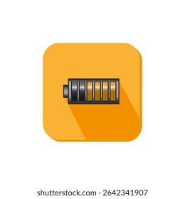 Vector drawing battery. Icon battery, color orange flat sytle