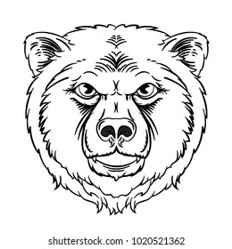 Vector drawing / Bear Head Line art / Easy to edit groups   objects no gradients weird effects used  